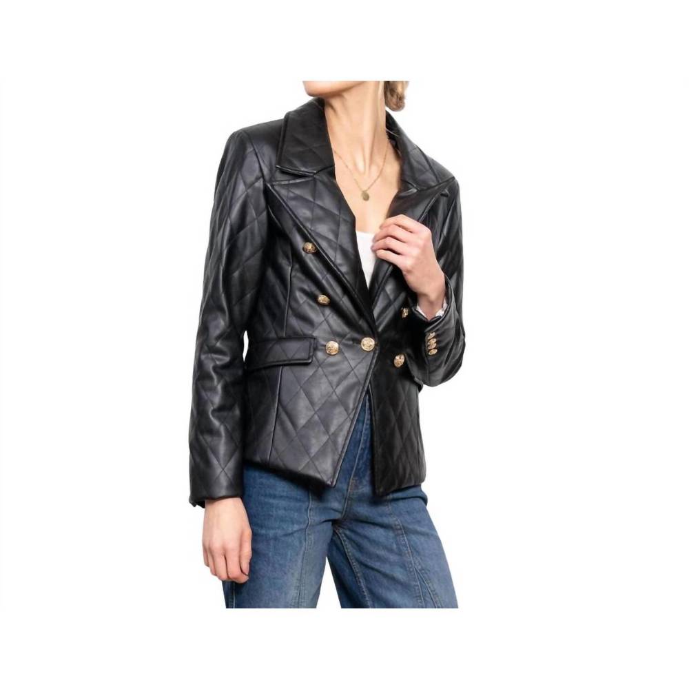 Central Park West Quilted black pleather Blazer US sz 8/10 great condition